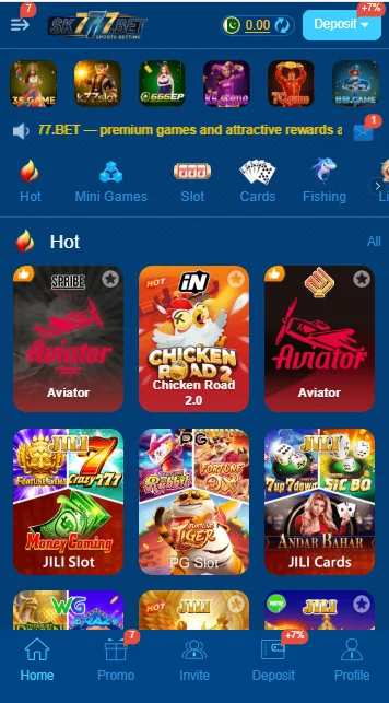 SK777 Game Interface